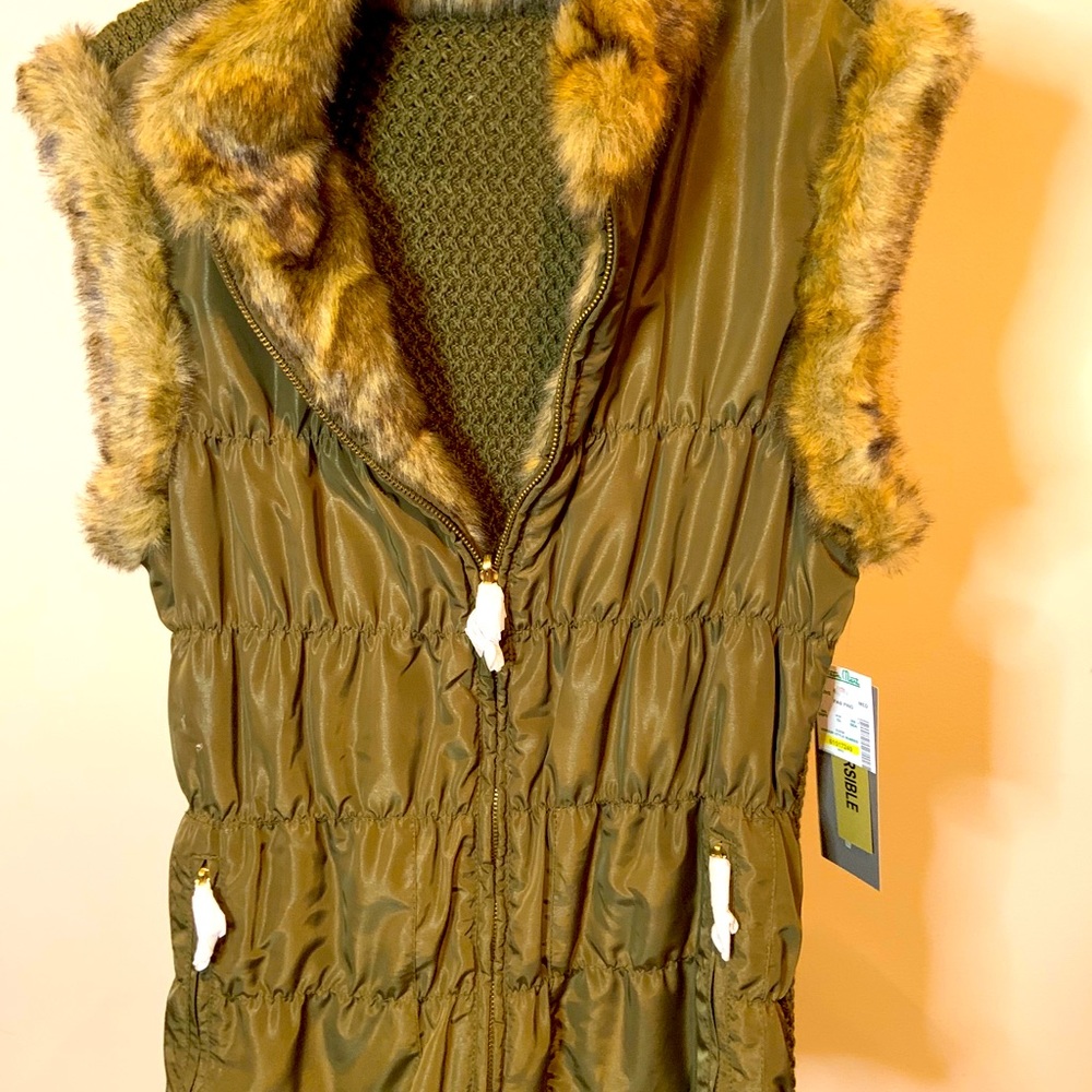 New Olive Reversible Faux Vest